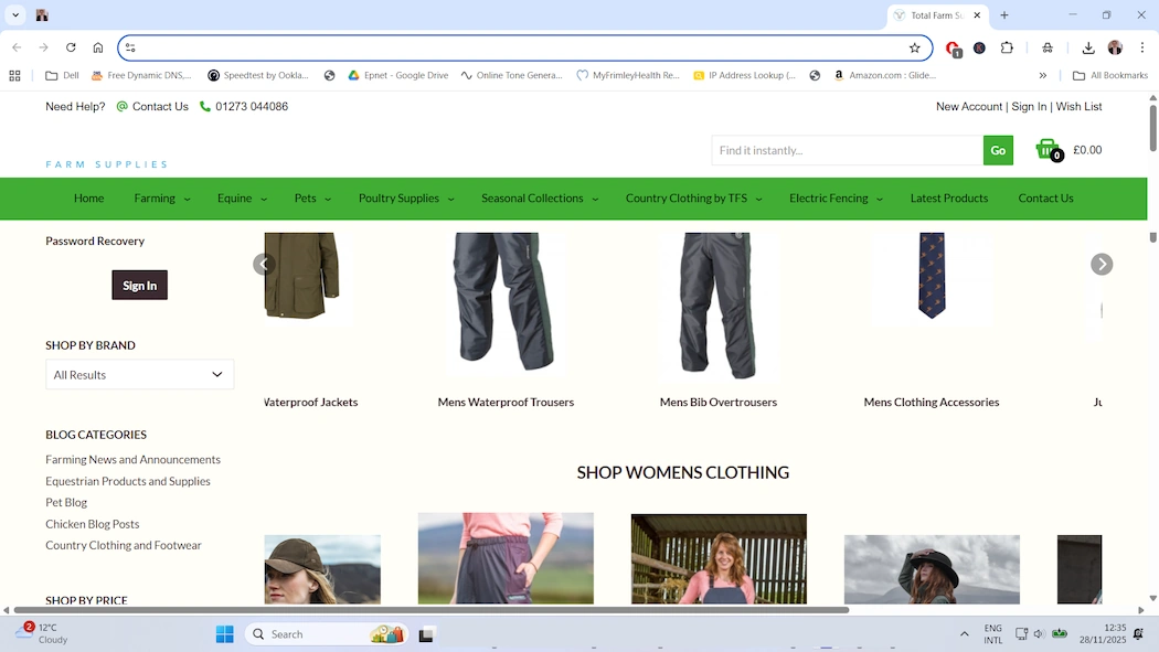 Farming supplier website example