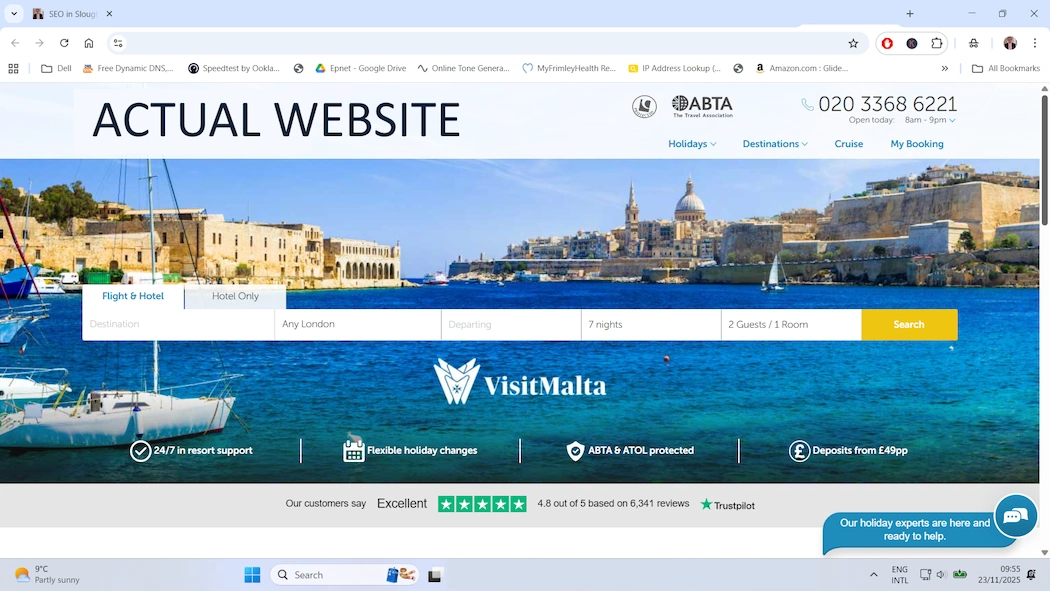 Markov chain analysis for holiday travel website