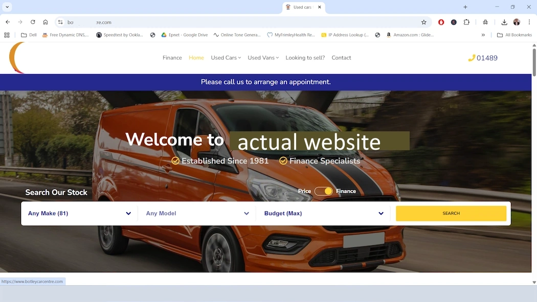 Example Used Car Website