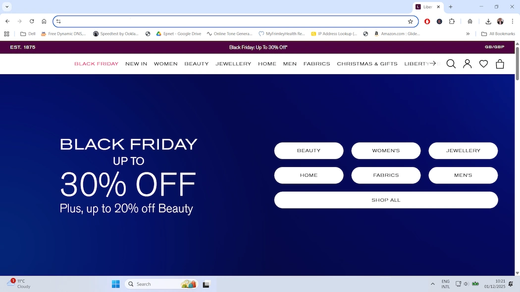 Website example for keywords: cosmetics London