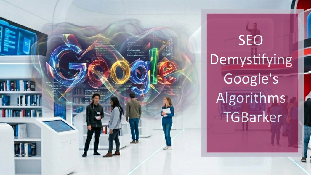 Google logo demystifying in a futuristic-library.webp