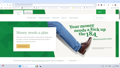 a financial services website